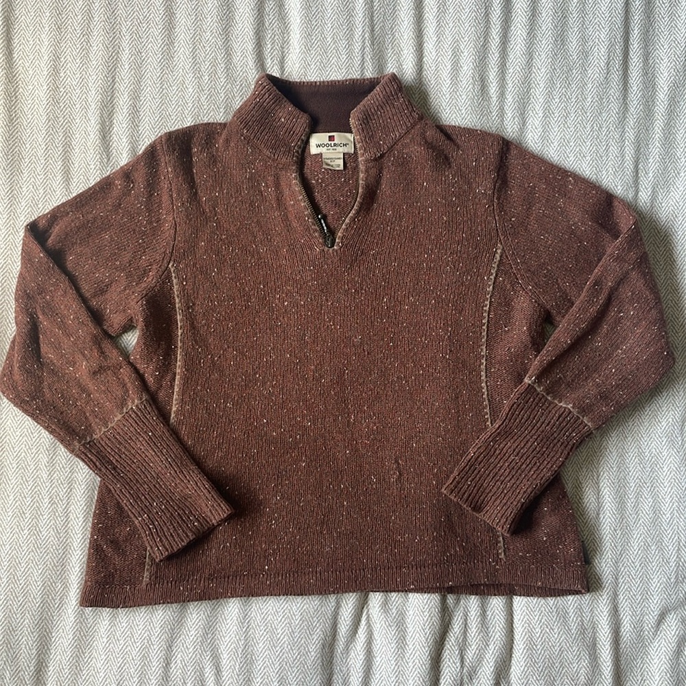 Woolrich Cinnamon Heather 1/4 Zip Sweater